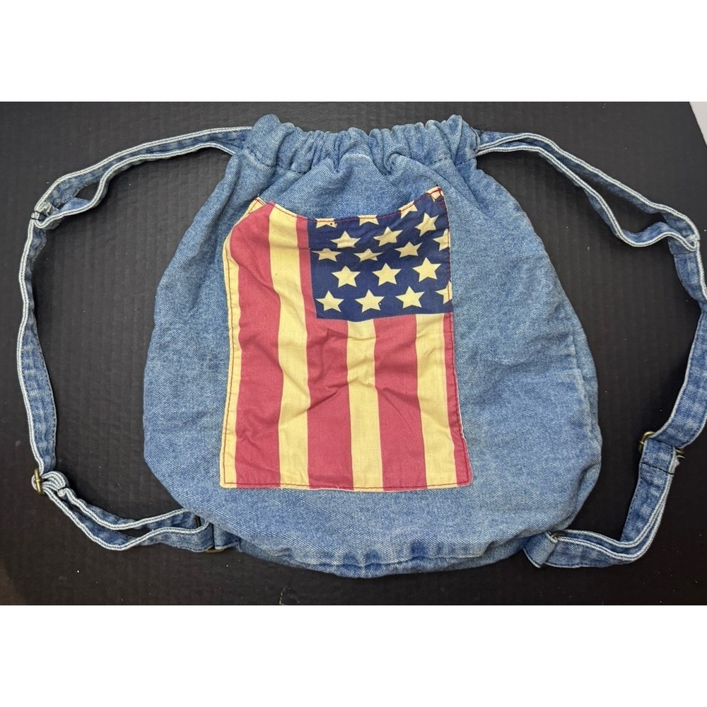 Xhilaration Y2K Jean Denim Backpack With‎ USA Flag VTG